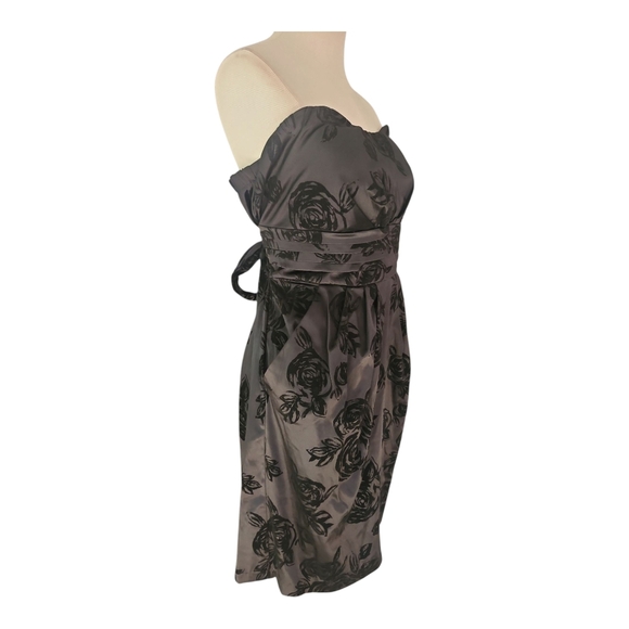 Deb Strapless Black Floral Jacquard Cocktail Dress Size 14 NWT - Picture 2 of 10